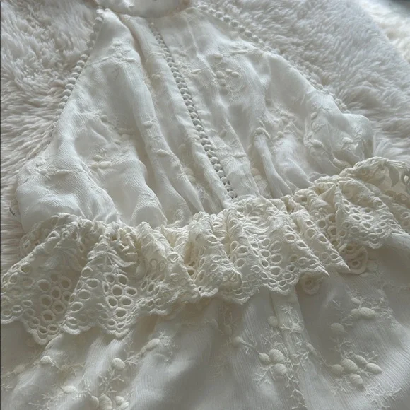 Zimmermann Ivory silk Lace Playsuit US6-8 backless design halter top neck *Flaws - Picture 2 of 16